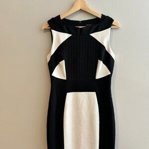 Karen Millen Womens Black and White Knee Length Sheath Dress Size 8